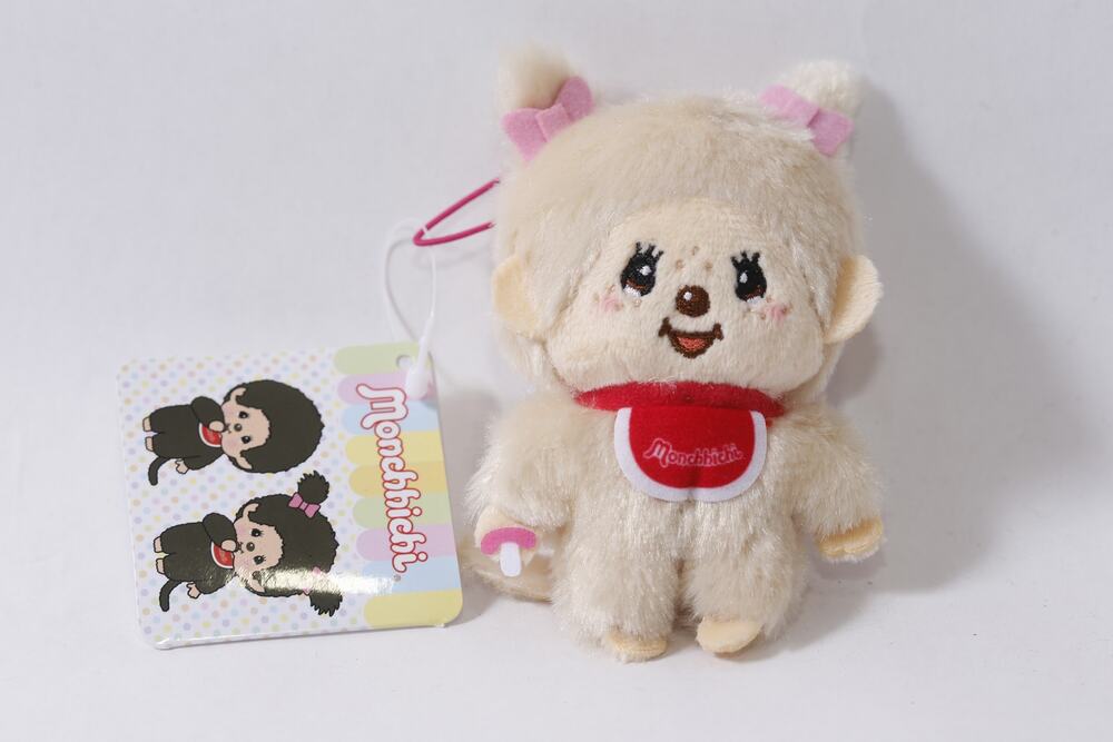 Sekiguchi Monchhichi Beige Plush Keychain Japan ~ 260710-WH 1395